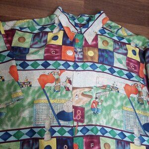 Vintage Burma Bibas Golf Silk Button Shirt